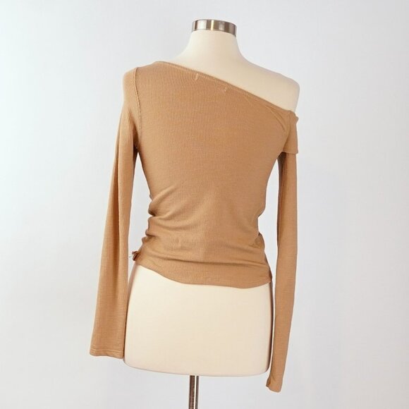 Free People Addie Layering Top in Winter Wheat Long Sleeve One Shoulder - Small - Picture 3 of 6